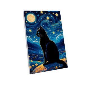 Oil Painting - Starry Cat 20 x 30 cm